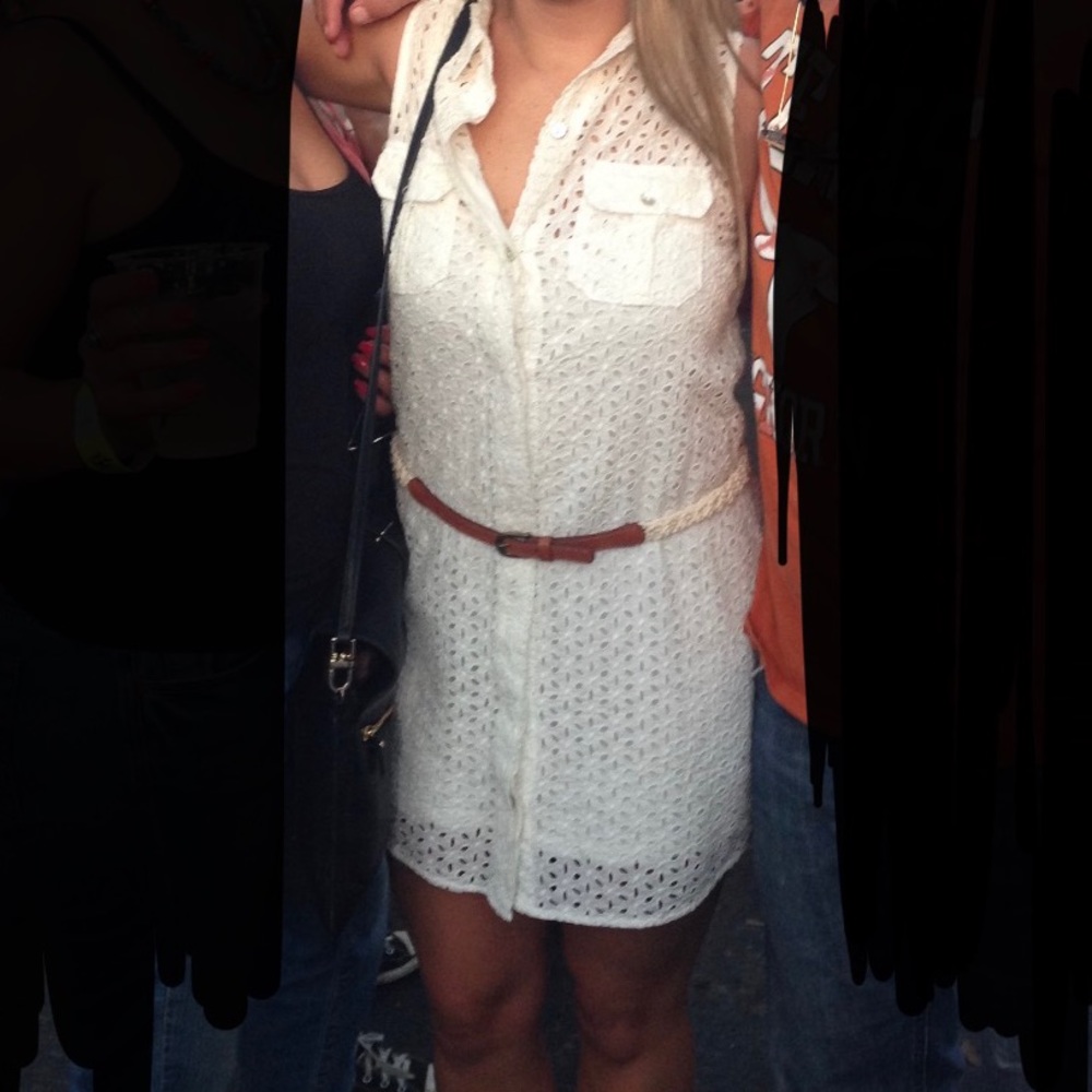 Belted eyelet dress